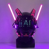 Future Punk Mask with DIY Electronic Screen Men Role Play Costume for Halloween Cosplay Party (Pink)