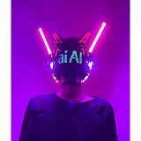 Future Punk Mask with DIY Electronic Screen Men Role Play Costume for Halloween Cosplay Party (Pink)