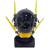 Future Punk Mask with DIY Electronic Screen Men Role Play Costume for Halloween Cosplay Party (Yellow)