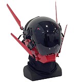 Future Punk Mask with DIY Electronic Screen Men Role Play Costume for Halloween Cosplay Party (Red)