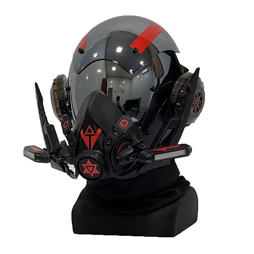 Future Punk Mechanical Anti-Bio Series Mask Men Role Play Costumes for Halloween Cosplay Party (Red)