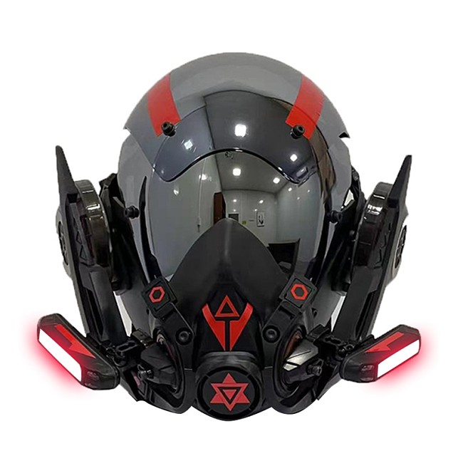 Future Punk Mechanical Anti-Bio Series Mask Men Role Play Costumes for Halloween Cosplay Party (Red)