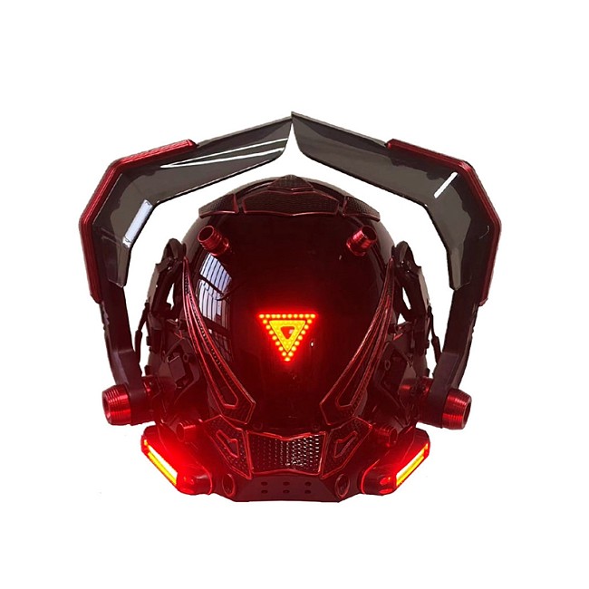 Knight Punk Mask Future Tech Role Play Cosplay Prop for Halloween Costume Party (Red)