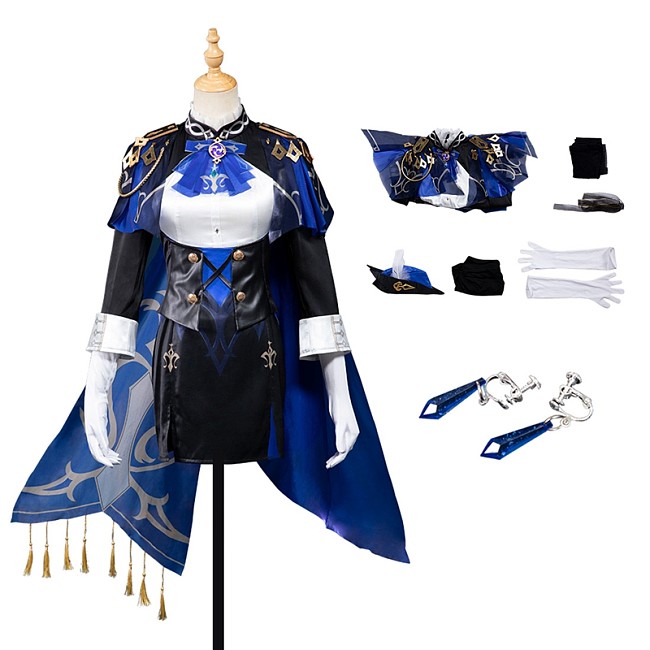 Genshin Impact Clorinde Cartoon Game Uniform Suit Cosplay Costume for Halloween/Christmas Party 