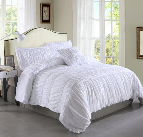 Us 12 41 Chic Ruched Comforter Set Soft And Comfortable