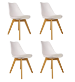 Set Of 4 Tulip Chair Plastic Wood Retro Dining Chairs