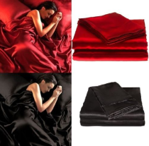 4 Peice Luxury Satin Silk Soft QUEEN Bed Fitted Bed Sheet Set