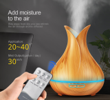 400ml Aroma Essential Oil Diffuser Ultrasonic Air Humidifier with Wood Grain 7 Color Changing LED Lights
