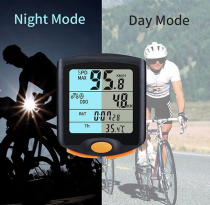 Wireless Bike Computer Speedometer Digital Odometer Stopwatch Thermometer LCD Backlight Rainproof 