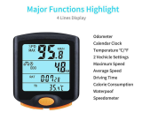 Wireless Bike Computer Speedometer Digital Odometer Stopwatch Thermometer LCD Backlight Rainproof 