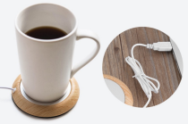 Original USB Wood Grain Cup Warmer Heat Beverage Mug Mat 