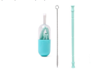 Collapsible Reusable Silicone Straw with Case and Cleaning Brush