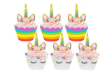 Unicorn Cupcake Toppers and Double-Sided Wrappers Set