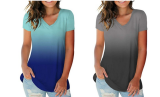 Women's Basic V Neck Short Sleeve T Shirts Summer Casual Tops