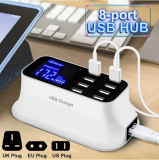 Multi-port USB Fast Charger LCD Display Power Adapter Wall Desktop Rapid USB Charging Hub For Travel Office Home