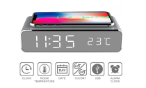 Two-in-One LED Alarm Clock and Wireless Charging Station