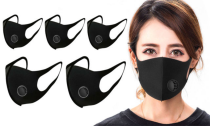 5 or 10 pcs Reusable Black Face Masks with Air Valve