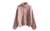 Women's Slouchy Turtleneck Cable Knit Sweater