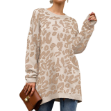 Leopard Knitted Sweater Print Long Sleeve Pullovers