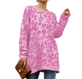 Leopard Knitted Sweater Print Long Sleeve Pullovers