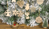 12Pcs Hollowed-Out Wooden Christmas Tree Pndants