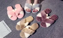 Women Cross Plush Slippers