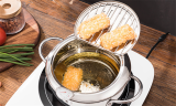 Tempura Fryer Pot with thermometer and drain shelf