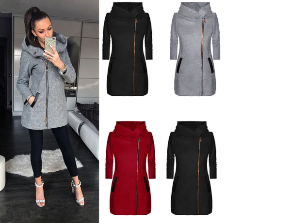 Women Casual Hoodie Long Sweatshirt Coat