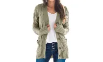 Women's Loose Cardigan Knitted Sweater with Pocket