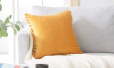 One Or Two Pom Solid Cushion Cover Without Filler
