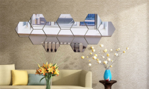 10 or 20 pcs Hexagon Shaped Mirror Surface Wall Sticker