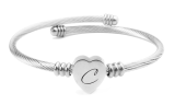 Heart Cable Initial Bracelet 