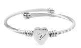 Heart Cable Initial Bracelet 