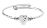 Heart Cable Initial Bracelet 