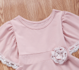 Girls' Sweet Party  Lace Short Sleeve Dress
