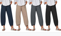 Women  Elastic Waist Loose Side Pocket Pants
