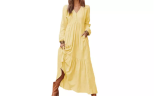 Women's Relaxed Cotton-Linen Swing Maxi Dress