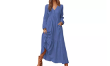Women's Relaxed Cotton-Linen Swing Maxi Dress