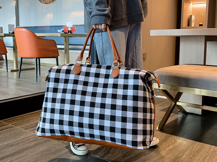 buffalo check weekender bag