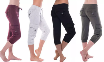 Women's Casual Stretch Tapered  Calf-length Pants