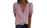 Women's V Neck Lace Tunic Tops