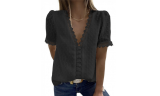Women's V Neck Lace Tunic Tops