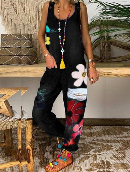 £ 59.00 - Women Sleeveless Floral Embroidered Ripped Denim Jumpsuit ...