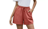 Womens Plain Elastic Waisted Summer Shorts
