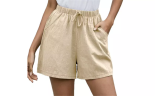 Womens Plain Elastic Waisted Summer Shorts