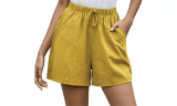 Womens Plain Elastic Waisted Summer Shorts