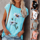 Women Casual Floral Print Short Sleeve Top
