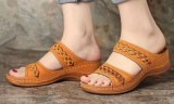 Women's Summer Comfort Open Toe Casual Slip-On Wedge Sandals