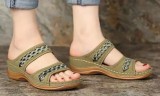 Women's Summer Comfort Open Toe Casual Slip-On Wedge Sandals