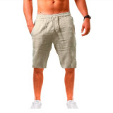 Men's Linen Shorts Casual Shorts with Elastic Waist
